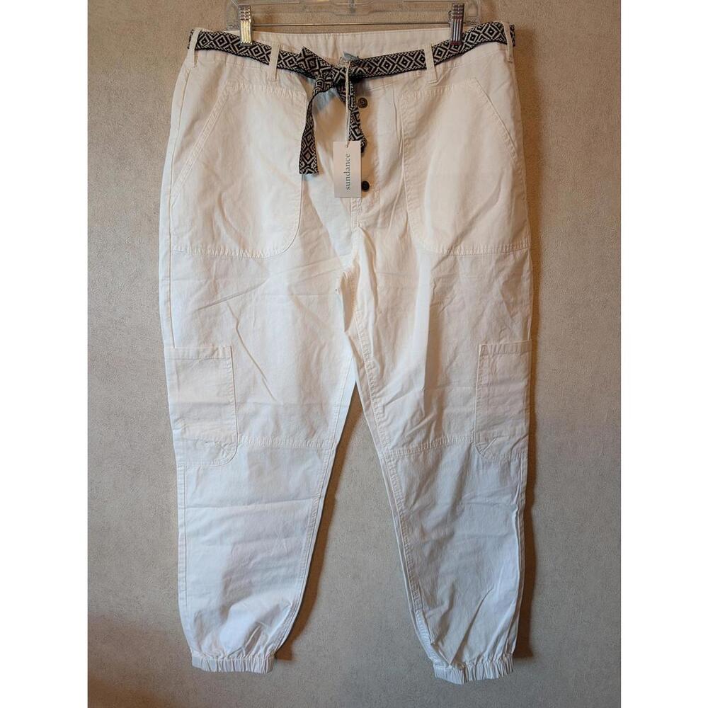 SUNDANCE white cotton julienne twill joggers sz 12 nwt - Picture 2 of 6